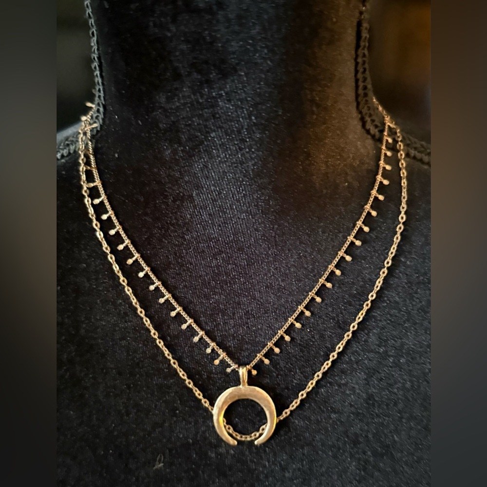 Half Moon Double Chain Necklace